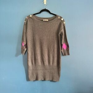 Y2K Juicy Couture Sweater Tunic Women's Size Small Cotton Cashmere Argyle Preppy